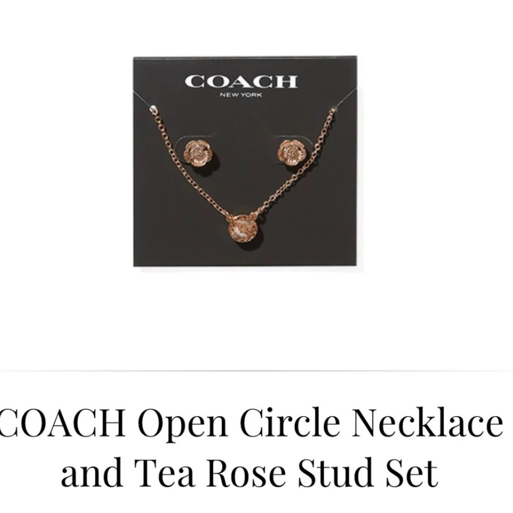 Coach Open Circle Necklace and Tea Rose Stud Set - Picture 3 of 3